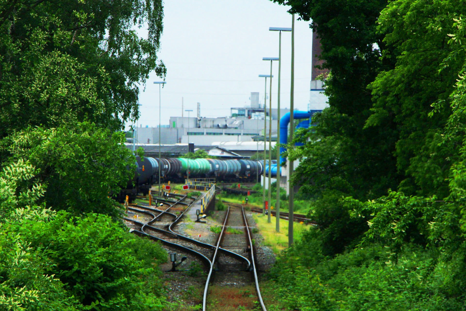 Blick auf mehrere Eisenbahngleise